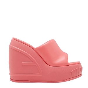 Fendi Pink Leather Platform Mules